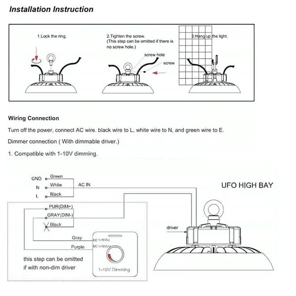 Montage und Verdrahtung einer 0-10V-dimmbaren Hallenleuchte