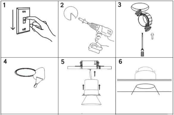 Montageschritte für das rahmenlose Downlight