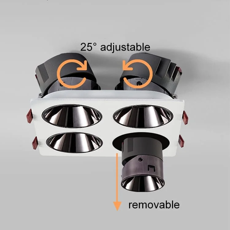 Schwenkbare Downlights mit vier Strahlern