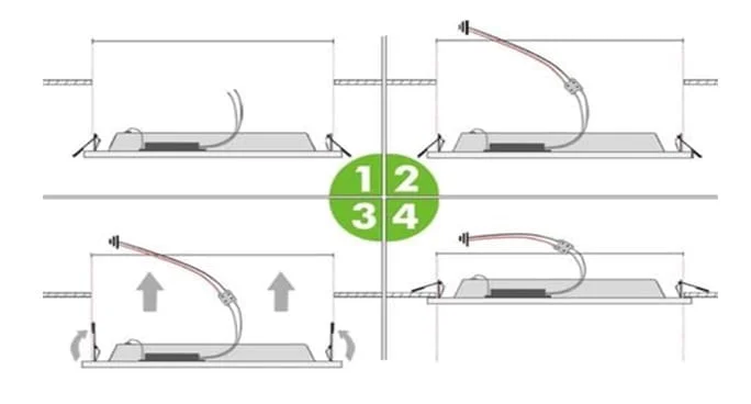 Montagezeichnung für Clips an flachen LED-Panels