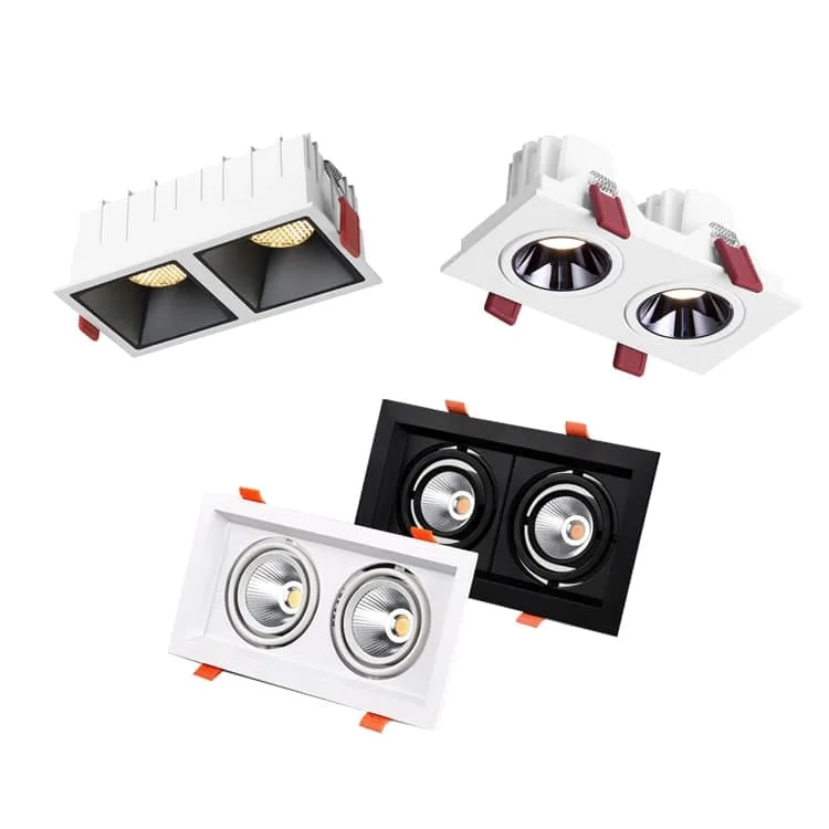 Doppelte Downlights mit starrem oder schwenkbarem Reflektor