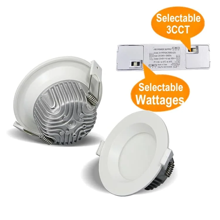 Downlight mit zwei DIP-Schaltern für Leistung und Lichtfarbe