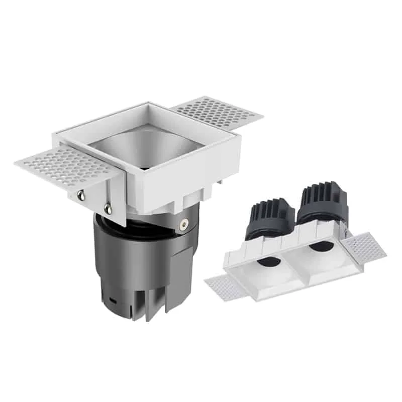 Rahmenlose quadratische Downlights mit einem oder zwei Strahlern
