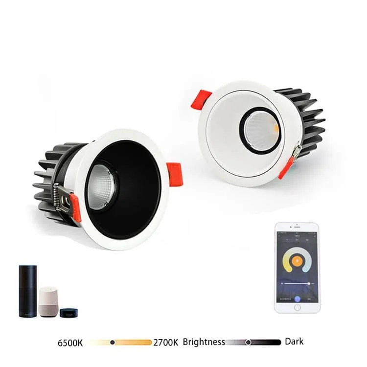 Intelligente schwenkbare Zigbee-Downlights mit oder ohne Rahmen