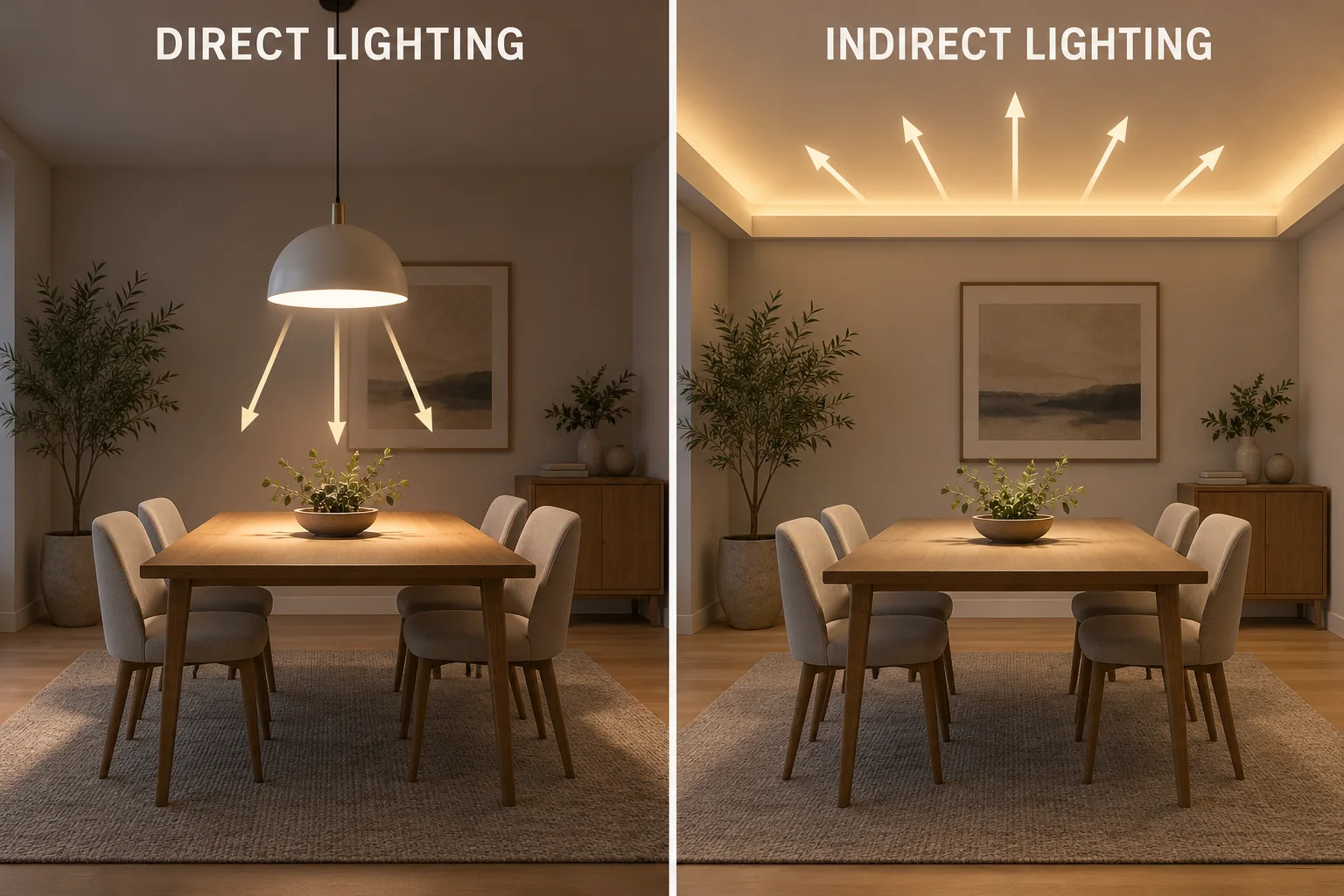 direct versus indirect interior lighting
