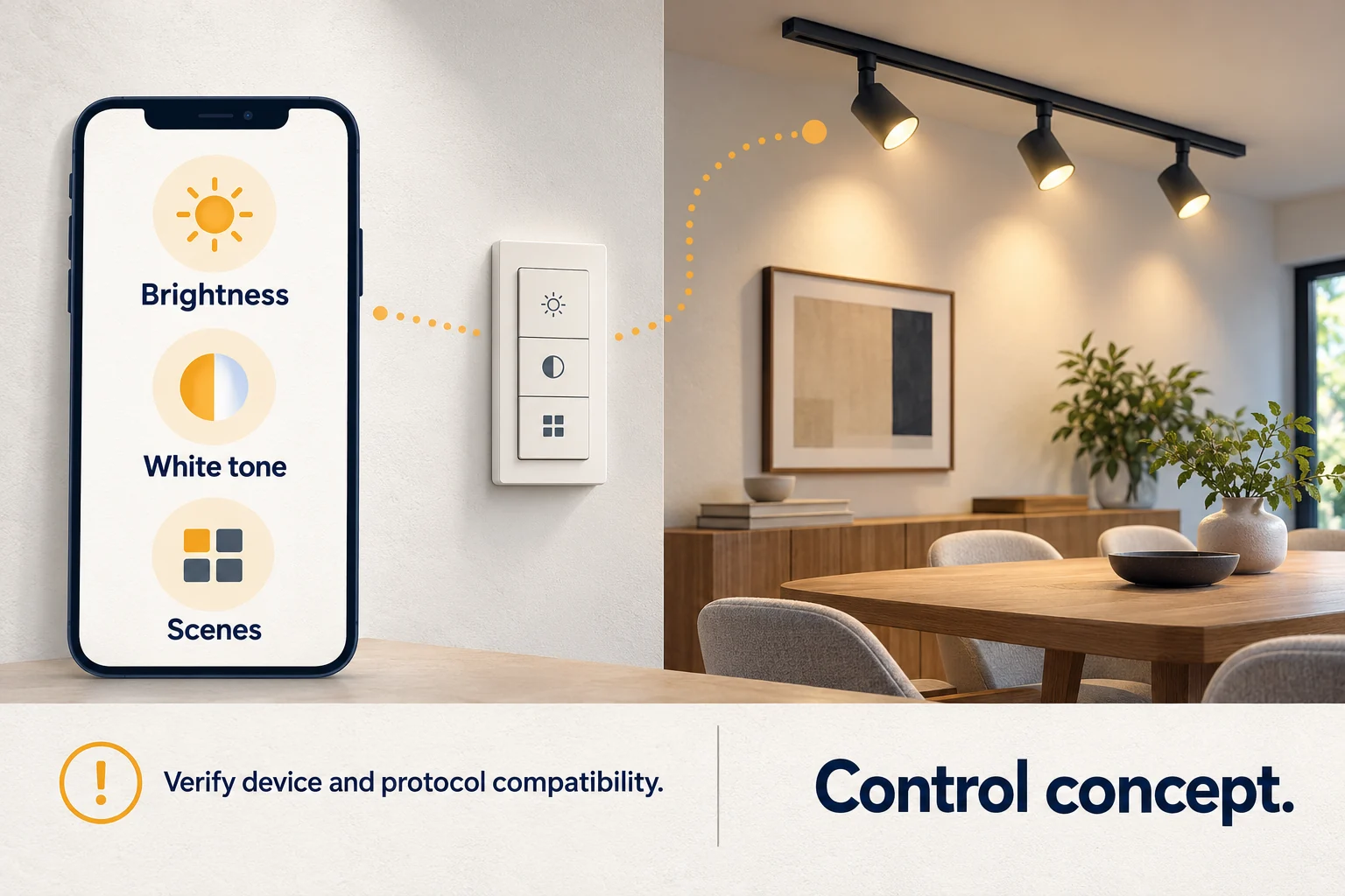 smart led lighting controls and scenes concept